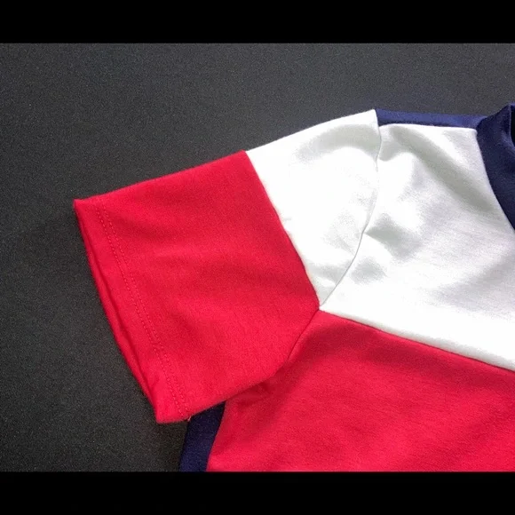 Fashion Nova red white & blue block crop t… - Picture 5 of 8